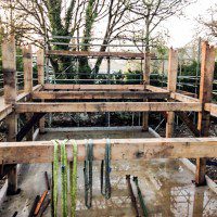 A self build oak frame taking shape on site