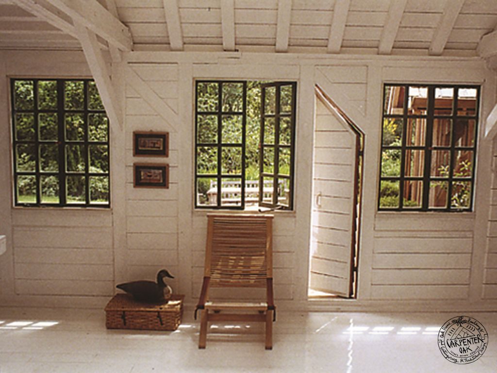 White Painted Softwood Horizontal Timber Clad Art Studio Interior