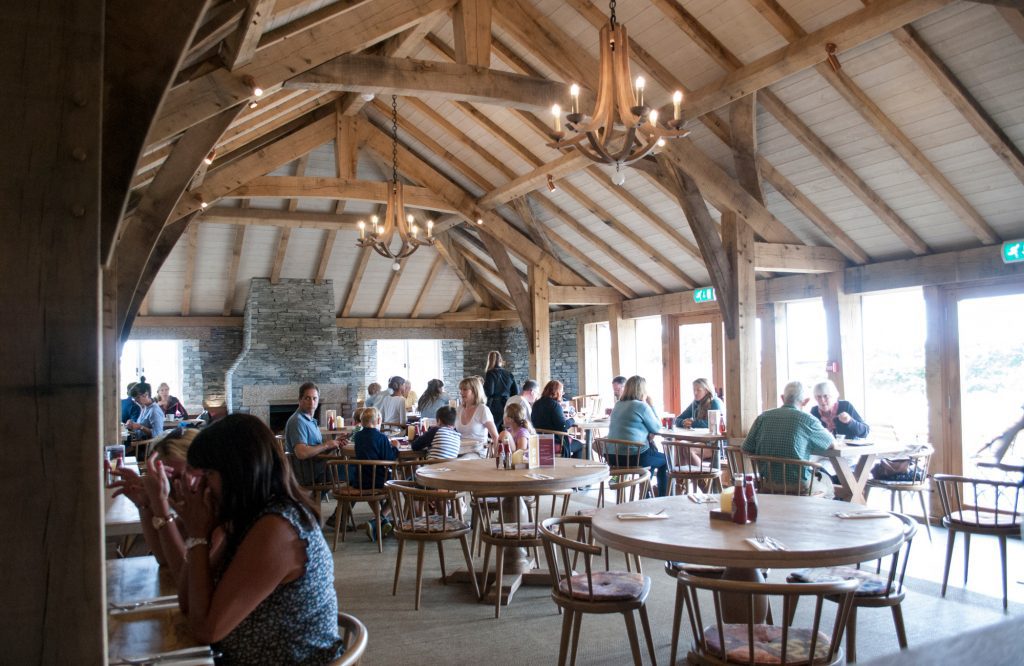 commercial timber framed extension. Rick stein at cornish arms interior dining room